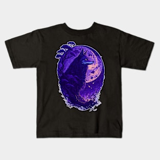 Night Wolf in full moon Kids T-Shirt